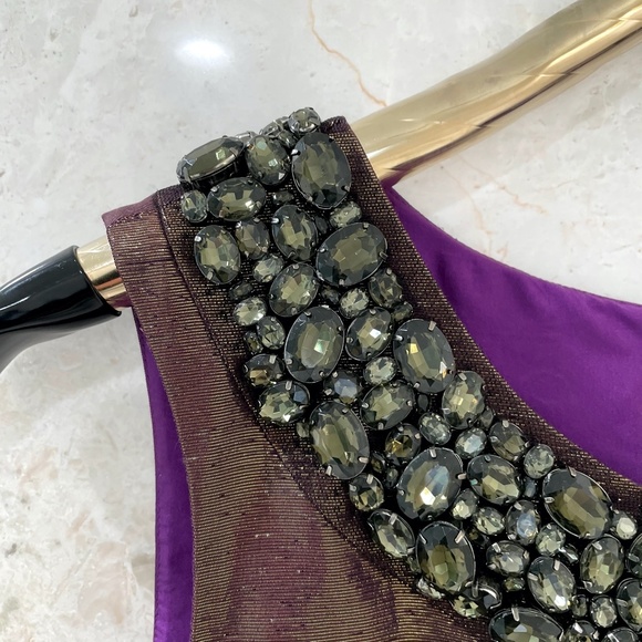 VERA WANG LAVENDER LABEL {8} Dress Metallic Crystals Beading - Picture 7 of 13